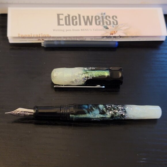BENU Talisman Edelweiss Fountain Pen (used 4-5x) - Fine stainless steel nib - Picture 4 of 10
